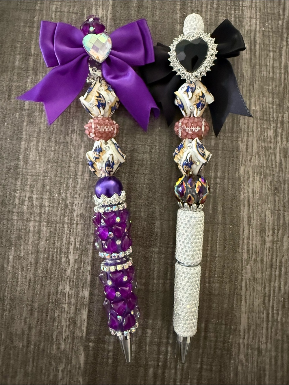 BALTIMORE RAVENS Purple Beaded Bow Pen - Decorative Women’s Accessory pick one!